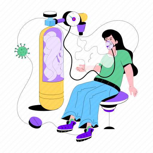 Oxygen therapy, oxygen treatment, oxygen tank, oxygen mask, oxygen supply illustration - Download on Iconfinder