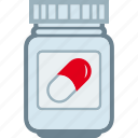 dragee, drug, jar, medicament, medicine, pill, platic