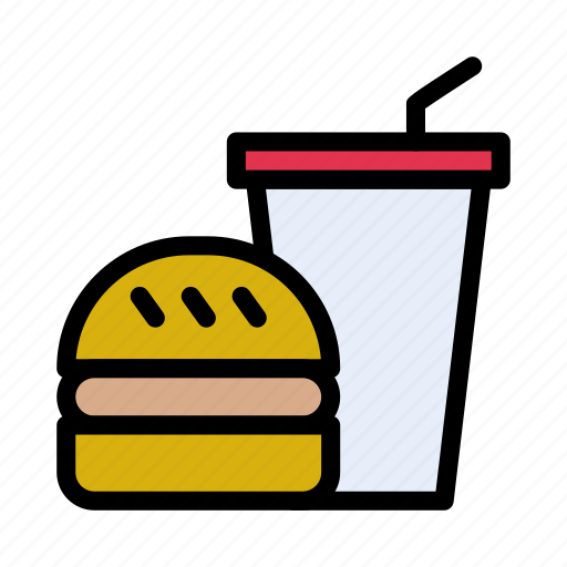 Burger, cold, drink, fastfood, straw icon - Download on Iconfinder