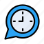 bubble, clock, message, notification, time 