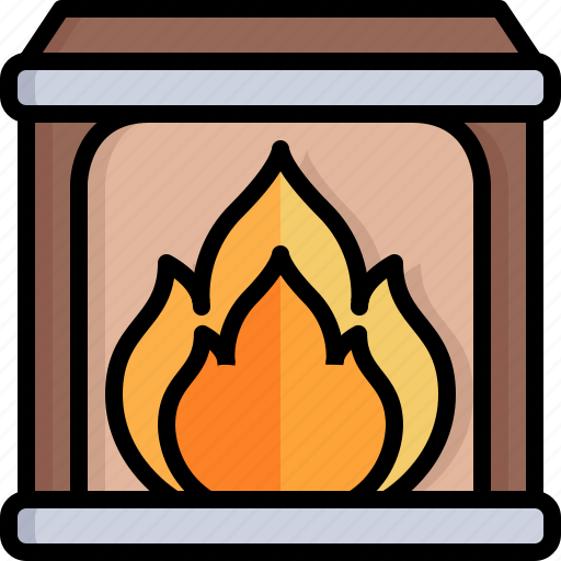 Chimney, room, fireplace, living, warm, winter icon - Download on Iconfinder