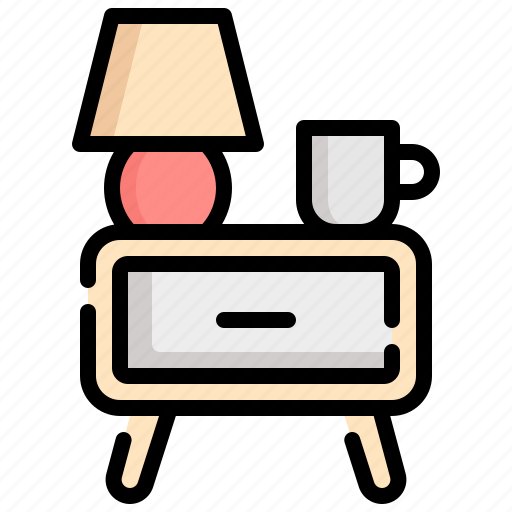 Nightstand, bedside, table, antique, drawer, lamp, light icon - Download on Iconfinder