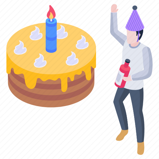 Birthday cake, event service, birthday party, cake, dessert illustration - Download on Iconfinder