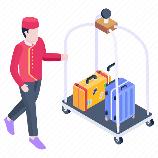 Luggage cart, trolley luggage, pushcart, baggage cart, luggage illustration - Download on Iconfinder
