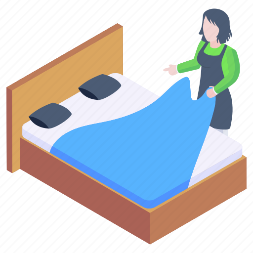 Cleaning service, room service, cleaning lady, room cleaning, hotel service illustration - Download on Iconfinder