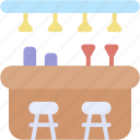 bar, counter, restaurant, seat, stool