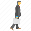 businessman, company meeting, running for meeting, suitcase, urgent business
