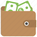 cash, dollar bills, leather wallet, money, wallet