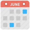 calendar page, date reminder, month of june, occasion reminder, plans