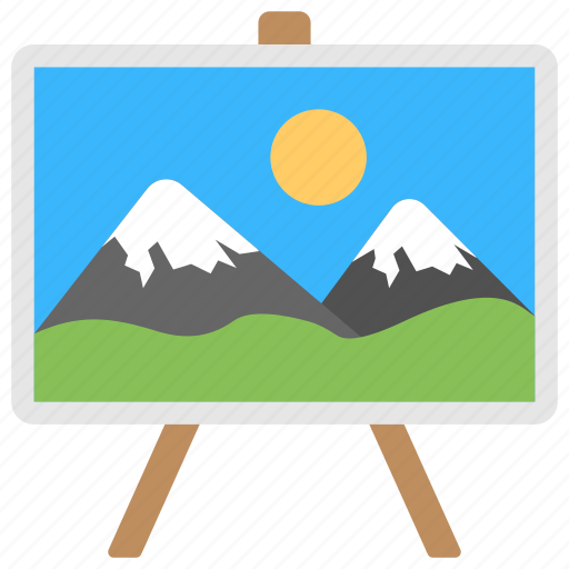 Canvas stand, painted canvas, painting, painting on stand, scenery icon - Download on Iconfinder