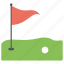 golf ball, golf course, golf field, outdoor sports, red flag 