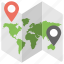 destination points, location thumbnails, map, navigation, traveling 
