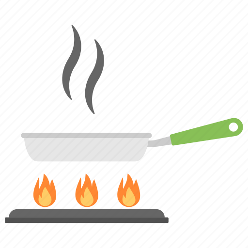 Cooking food, frying food, frying pan, hot pan, stove icon - Download on Iconfinder