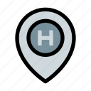 pin, location, marker, hotel, helicopter