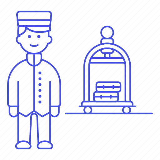 Bellboy, bellhop, check, hotel, in, luggage, male icon - Download on Iconfinder