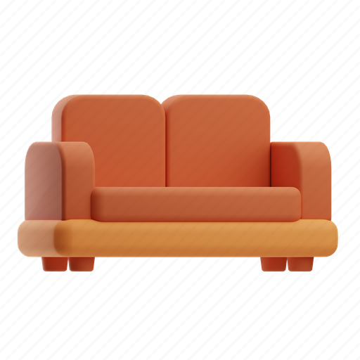 Sofa, seat, settee, couch, belongings, households, home 3D illustration - Download on Iconfinder
