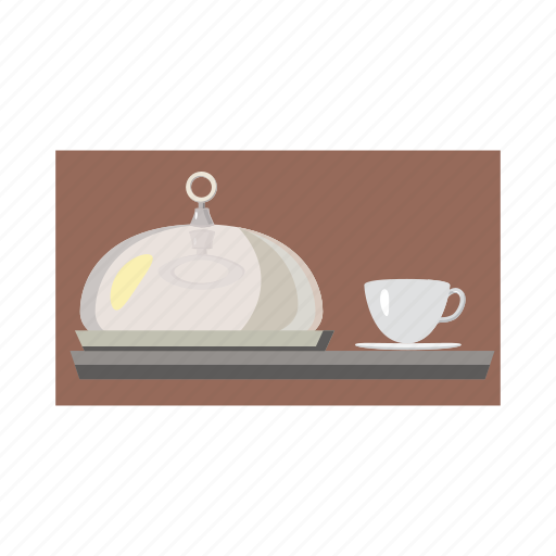 Cartoon, cloche, coffee, cup, dish, food, tray icon - Download on Iconfinder