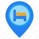 bed, hotel, location, map, motel, pin