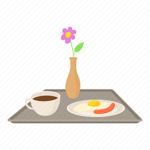 Bed, breakfast, cartoon, food, hotel, meal, object icon - Download on Iconfinder
