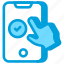 mobile, booking, hand, tick, touch, screen, system 