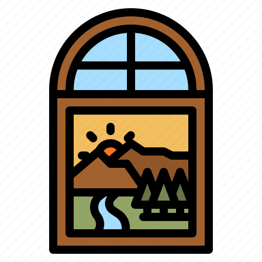 Window, view, sun, mountain, landscape icon - Download on Iconfinder
