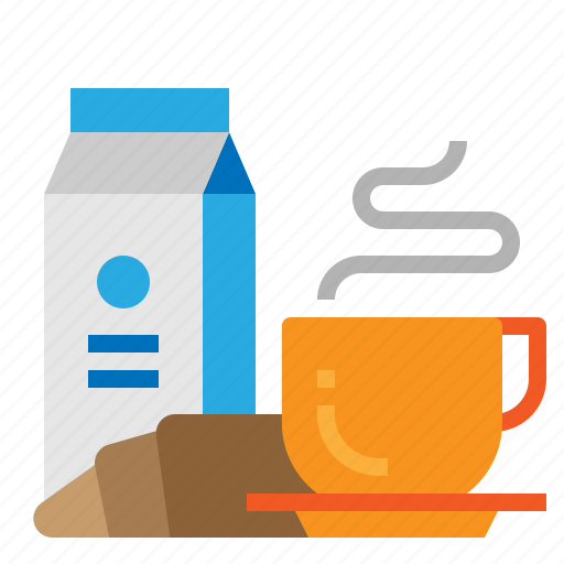 Breakfast, coffee, croissant, milk icon - Download on Iconfinder
