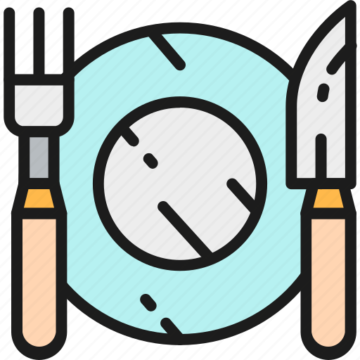 Business, cutlery, fork, hotel, knife, line, plate icon - Download on Iconfinder