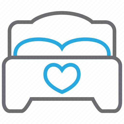 Bed, bedroom, furniture, heart, hotel, love, sleep icon - Download on Iconfinder