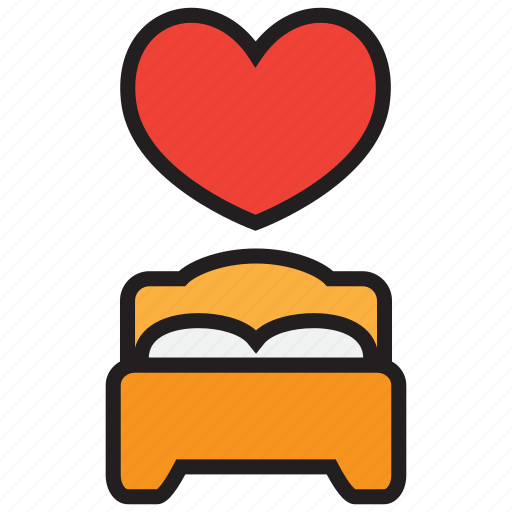 Bed, bedroom, furniture, heart, hotel, love, sleep icon - Download on Iconfinder
