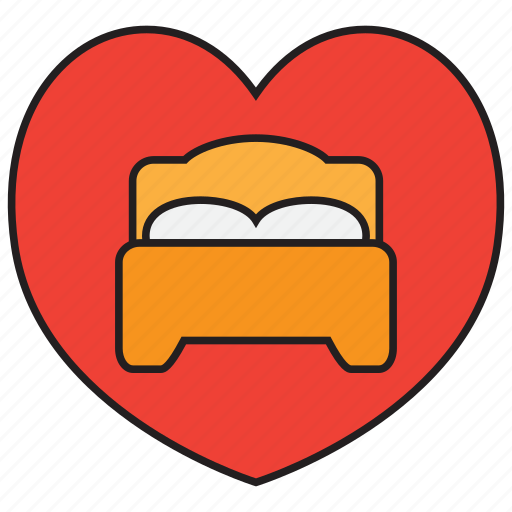 Bed, bedroom, furniture, hotel, sleep, heart, love icon - Download on Iconfinder
