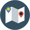 location, map, navigation, pin, unfolded map