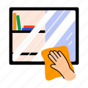 wiping window, glass, cleaning, housework, chore