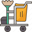 cart, cleaning, housekeeper, supplies, professional