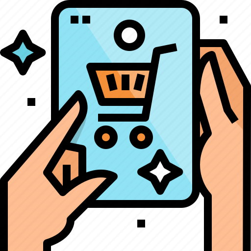 Shopping, online, device, hand, basket icon - Download on Iconfinder