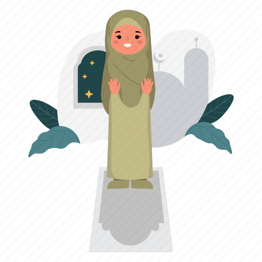 Prayer, muslim, salat, worship, islam, girl, takbir icon - Download on Iconfinder