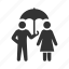 couple, gentleman, insurance, protection, rain, safety, umbrella 