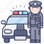 police, man, patrol, car 