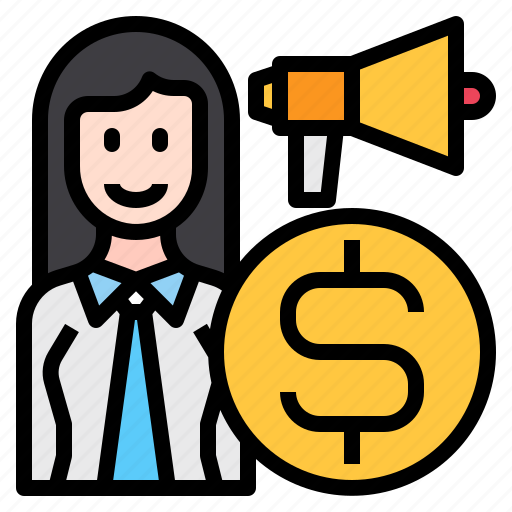 Professional, female, business, woman, money, megaphone icon - Download on Iconfinder