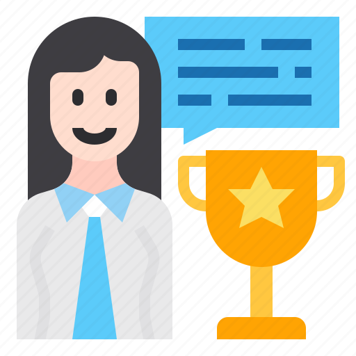 Employee, female, award, person icon - Download on Iconfinder