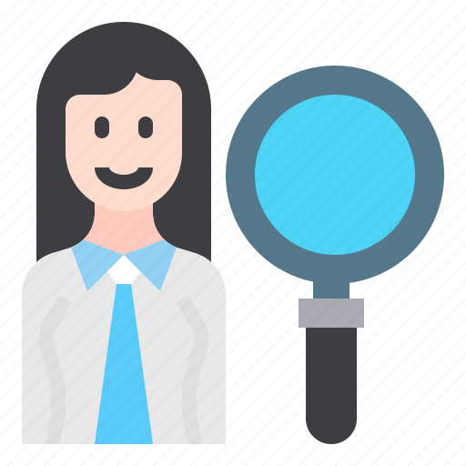 Job, person, fine, search, female icon - Download on Iconfinder