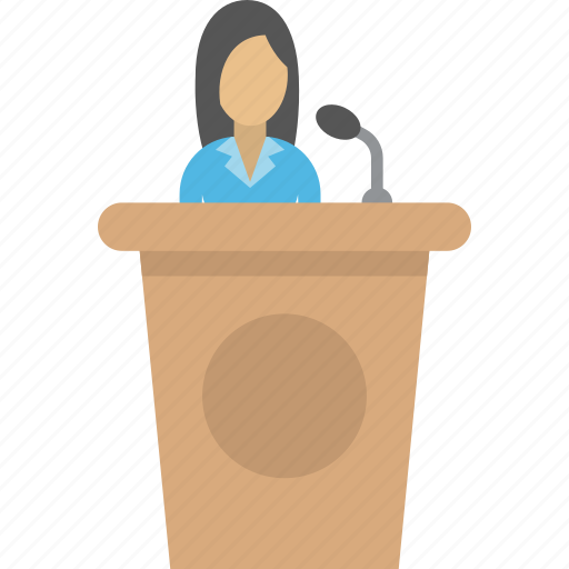 Business woman, lecture, speech, training session, woman manager icon - Download on Iconfinder