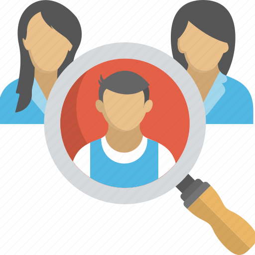 Job hiring, magnifying glass, people group, recruitment, selection icon - Download on Iconfinder