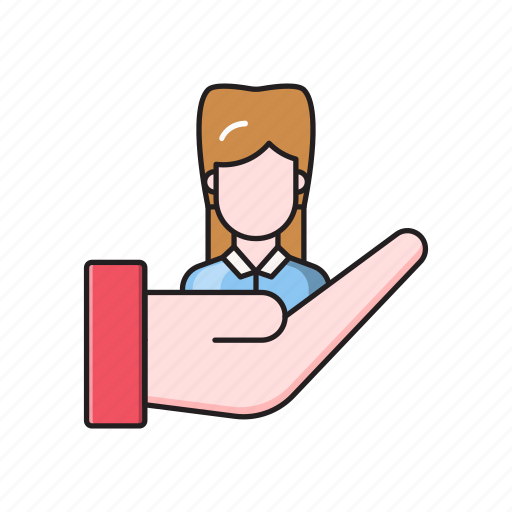 Care, employee, female, hand, protection icon - Download on Iconfinder