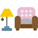 interior, design, furniture, home, lamp, living, sofa, icon