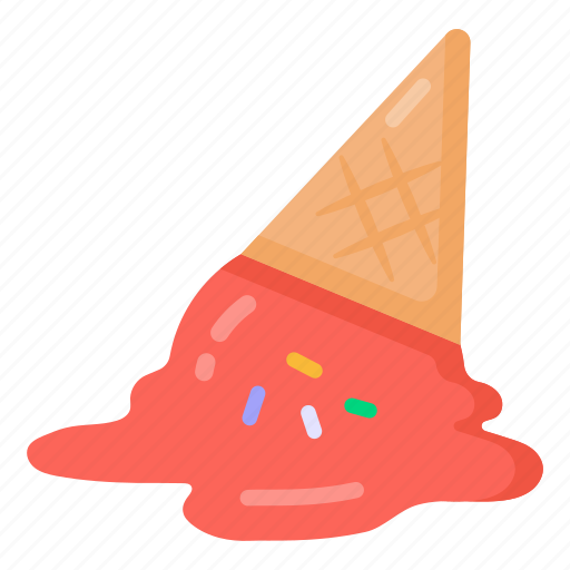 Cone ice cream, ice cream, sweet, melted ice cream, ice cream spill icon - Download on Iconfinder