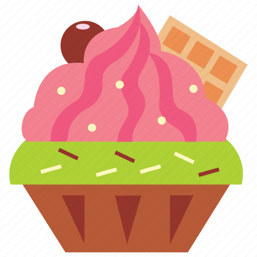 Cone, cupcake, dessert, ice cream, icecream, strawberry, wafel icon - Download on Iconfinder