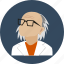 avatar, doctor, eyeglasses, human, old, profile, user 