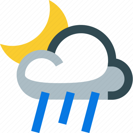 Partly, rainy, night, moon, rain icon - Download on Iconfinder