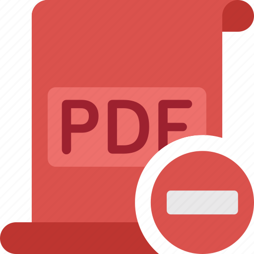 Pdf, minus, file, paper, remove, extension, document icon - Download on Iconfinder