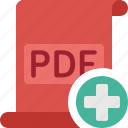 pdf, plus, file, add, paper, document, extension